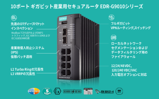 商品トピックス　ギガビット産業用セキュアルータ「EDR-G9010シリーズ」のご紹介（MOXA）